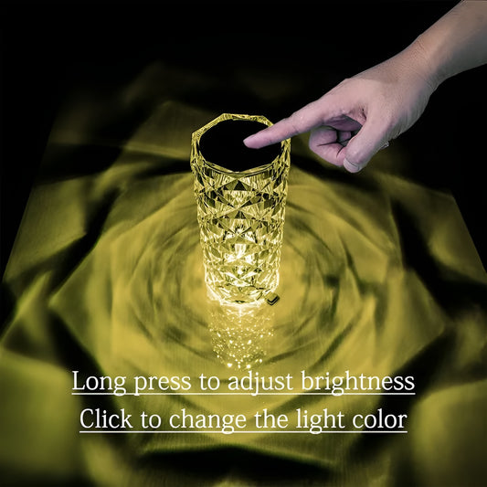 16 Colors Diamond Rose Crystal Lamp Bedside Acrylic Table Lamp | Led Diamond Touch Lamp With Remote